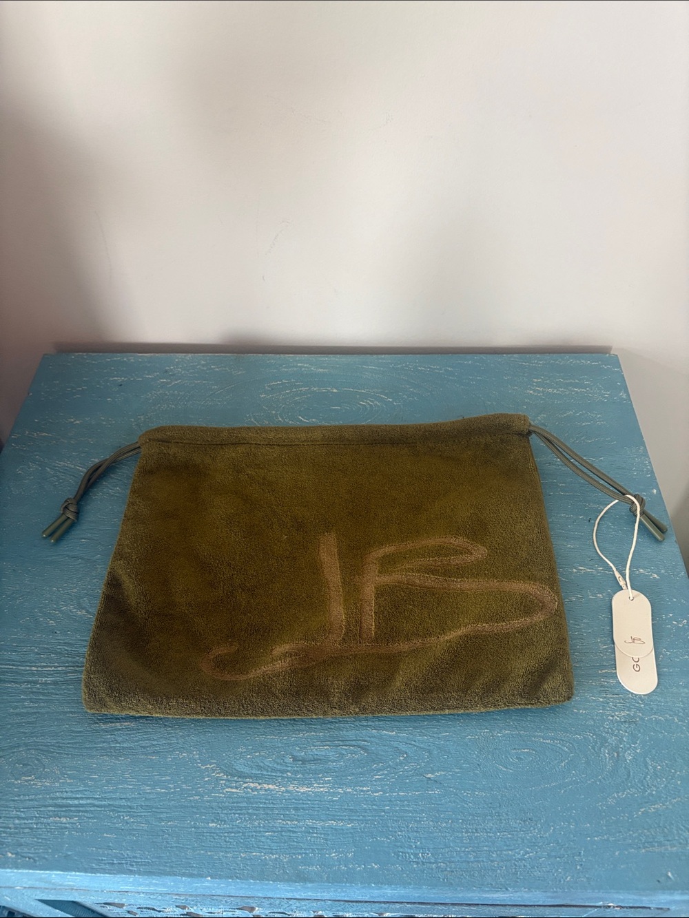 Brand new JENNY BIRD Limited edition moss the drawstring pouch